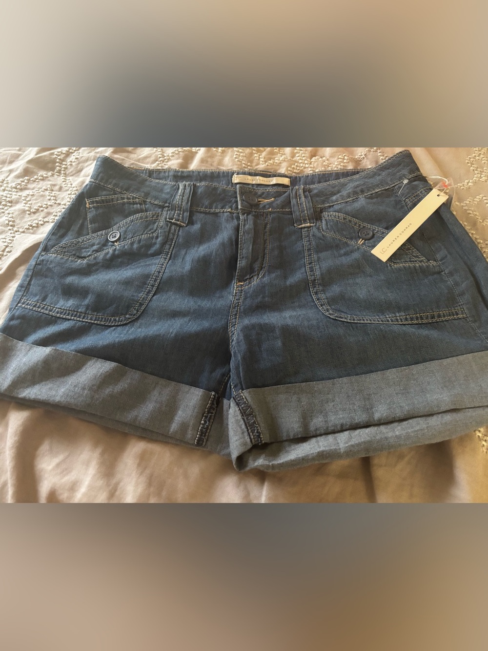 Denim Cuffed Women's Shorts - Blue NWT